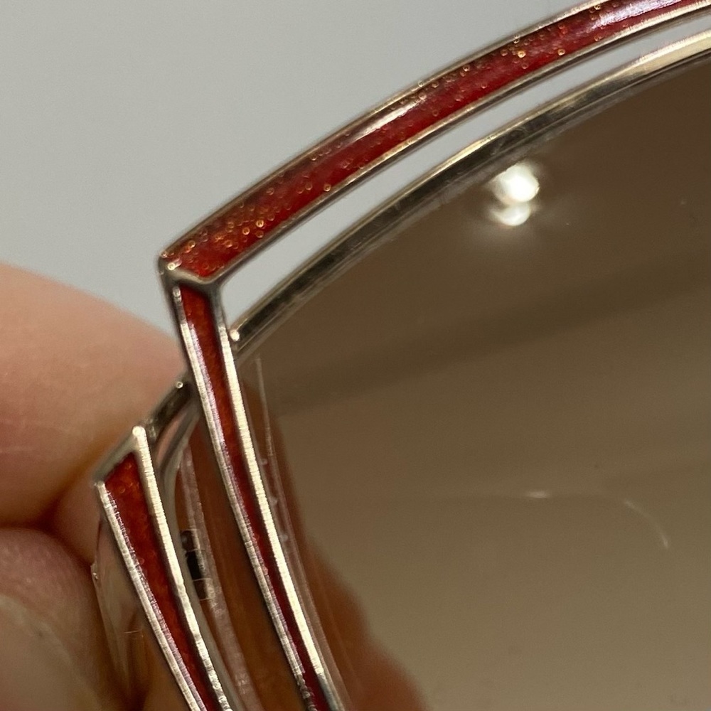 Yves Saint Laurent Vintage 80s Cat Eye Sunglasses Red Sparkle Enamel Gold Frame - Picture 10 of 16